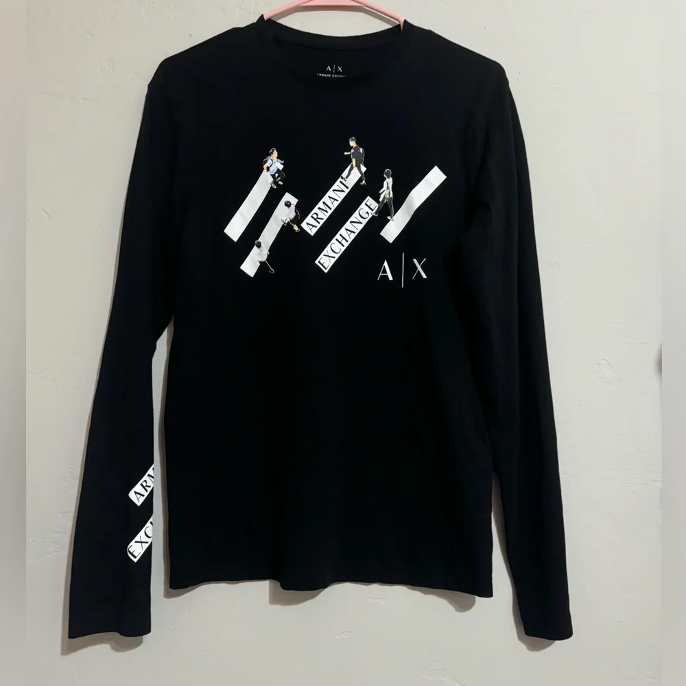 Armani Exchange Black Long-Sleeved T-Shirt (XS)
